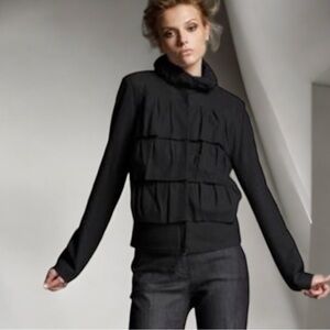 DIANE VON FURSTENBERG BLACK ZIP FRONT RUFFLE JACKET SIZE 6